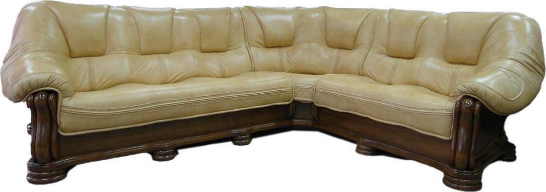 Nábytek Chodura Kožená sedací souprava Brazil - béžová dřevo 100x310x250 béžová