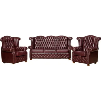 Sedací souprava Nábytek Chodura Kožená sedací souprava Neapol max dřevo 105x200x90 Hnědá