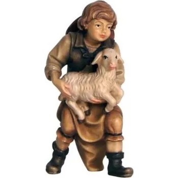 Vánoce Ornatis Chlapec nesoucí ovečku Provedení: Přírodní bez malování, Velikost stojících figur dospělých postav: 9,5 cm
