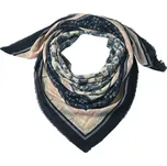 Béžovo-modrý šátek s ornamenty - 140*40 cm