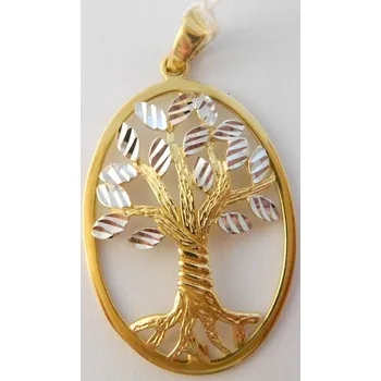 Přívěsek Klenoty Budín Obrovský velký zlatý strom života z bílého a žlutého zlata 585/2,20gr H3009 (Klenoty Budín Obrovský velký zlatý strom života z bílého a žlutého zlata 585/2,20gr H3009)