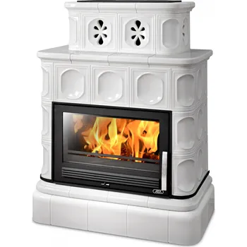 Krbová kamna ABX Karelie P kachlový sokl s výměníkem 10 kW - perle