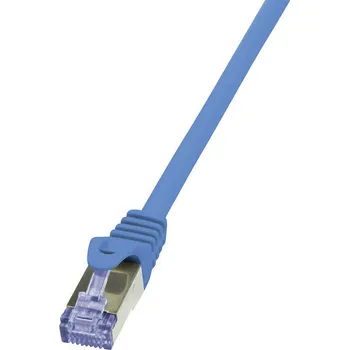 Datový kabel LogiLink CQ3056S RJ45 síťové kabely, propojovací kabely CAT 6A S/FTP 2.00 m modrá samozhášecí, s ochranou 1 ks