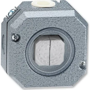 Elektrická zásuvka ABB 3558-52750 Garant Přepínač střídavý dvojitý IP66 č.6+6 šedá vhodné na dřevo bez podložky