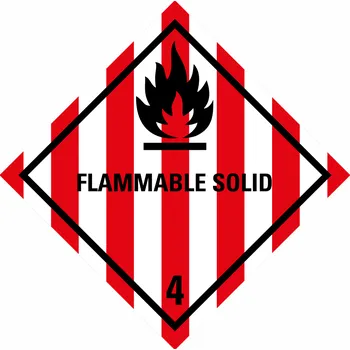 Značení ADR třída 4.1 - FLAMMABLE SOLID samolepící vinylová fólie 100 x 100 mm