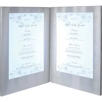 Securit Jídelní lístek s LED podsvícením Barva: stříbrná, Formát: A4 otevírací (2 listy)