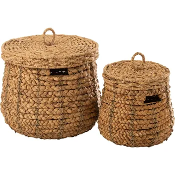 Odpadkový koš 2ks přírodní koše s víky z hyacintových listů Maurice - Ø 52 *43 cm