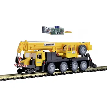 Modelová železnice Kibri 10558 H0 model stavebního vozidla Liebherr Mobil jeřáb LTM 1050-4, stavba kolejí