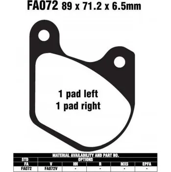 Brzdový komplet EBC FA72 V organické V brzdové destičky pro motorku