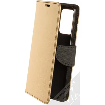 Pouzdro na mobilní telefon 1Mcz Fancy Book flipové pouzdro pro Samsung Galaxy A72, Galaxy A72 5G zlatá černá (gold black)