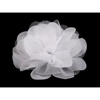 Šifónový květ Ø8 a 9 cm, barva 5 (9 cm) bílá