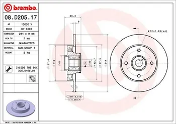 Brzdový kotouč Brembo 08.D205.17