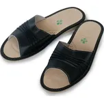 Dámské kožené pantofle lícové černé 38