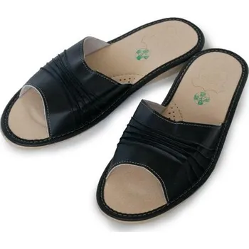 Dámské pantofle Dámské kožené pantofle lícové černé 38