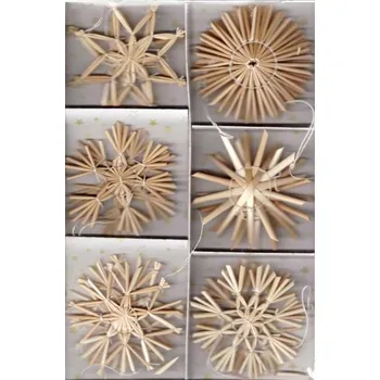 Vánoce Slaměné dekorace vločky 12 kusů