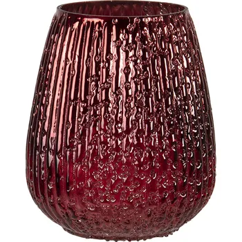 Svícen Červený bublinkový skleněný svícen Bubble L - Ø 13*13 cm