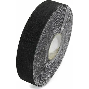 Výstražná páska Černá korundová protiskluzová páska FLOMA Extra Thick - délka 18,3 m, šířka 5 cm, tloušťka 2 mm