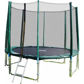 Dětské hřiště GoodJump 4UPVC zelená trampolína 305 cm s ochrannou sítí + žebřík