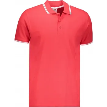 Pánské tričko Fruit Of The Loom Premium Tipped Polo Red/White