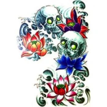 Odstranitelné tetování Falešné barevné tetování maxi na záda, design lebky, smrt