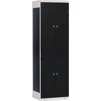 Šatní skříň TRITON Šatní skříňka 4-boxová, 1750 x 600 x 500 mm - kovová Provedení zámku: jiný zámek (uveďte do poznámky) - cena na vyžádání, Provedení skeletu: kov šedá RAL 7035, Provedení dveří: kov šedá RAL 7035