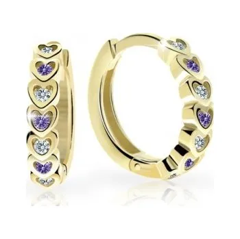 Náušnice Cutie Jewellery Zlaté dětské náušnice kroužky C3341Z-Ametyst