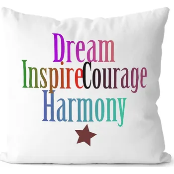 Dekorativní polštářek Polštářek Dream, Courage, Inspire, Harmony (Velikost: 40 x 40 cm)
