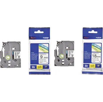 Kotouček do pokladny a tiskárny štítků Brother TZe-221 plus TZe-241 páska do štítkovače sada 2 ks Barva pásky: bílá Barva písma: černá 9 mm, 18 mm 8 m