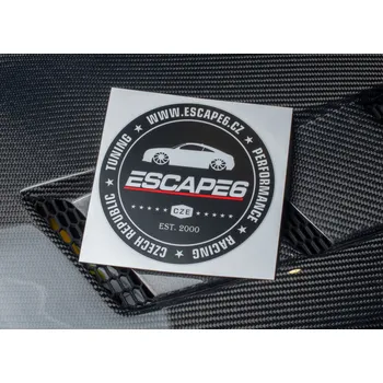 samolepka Samolepka Escape6 - tištěná na černém podkladu, kruh 15 cm