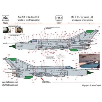 Plastikový model HAD models 1/48 Decal MiG-21 MF/Bis stencils Part 2