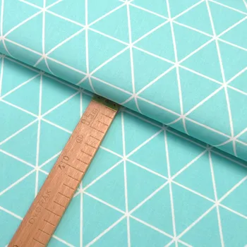 Bavlněné plátno - Trojúhelník bílá, mentolová - šíře 150cm