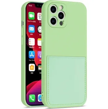 Pouzdro na mobilní telefon Ochranný kryt s kapsou na karty pro iPhone 12 Pro - zelený