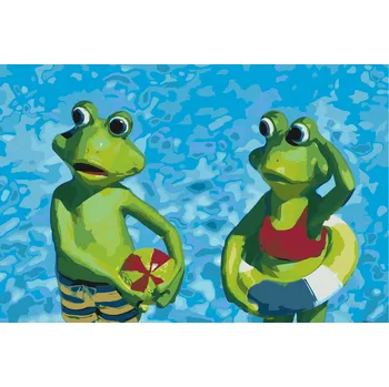 Malování podle čísel - Žabka na dovolené Velikost: 40x60cm, Rámování: Pouze srolované plátno