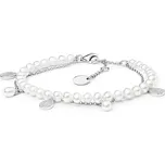 Perlový náramek z přírodních bílých perel a s řetízkem a zirkony GRP20213BW16