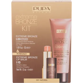 Kosmetická sada PUPA Extreme Bronze Moisturizing Tanning Foundation SPF20 dárková kazeta 001 Natural