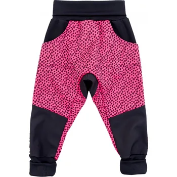 tmavě růžové rostoucí softshellové kalhoty s potiskem
