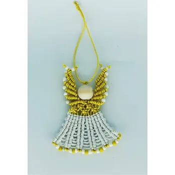 Přívěsek BRIMOON Andílek macramé žluto bílý v. 8 cm