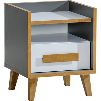 Noční stolek Nábytek PEGAS s.r.o. Noční stolek WERSO - W11, Bílá Briliant+Antracit+Rivera