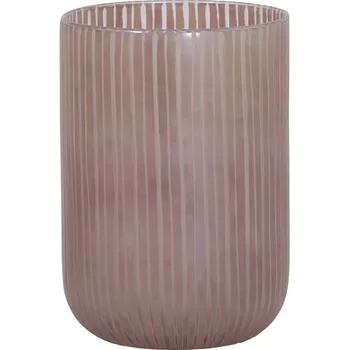 Váza Skleněná proužkovaná růžová váza Tollegno - Ø 16,5 * 22 cm