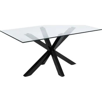 Jídelní stůl Skleněný jídelní stůl Kave Home Argo 180 x 100 cm s černou kovovou podnoží