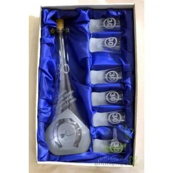 Souprava pískovaná láhev Gocia šest panáků 30 let