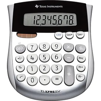 Kalkulačka Texas Instruments TI-1795 SV kapesní kalkulačka, displej (počet míst) 8, solární napájení, na baterii, stříbrná