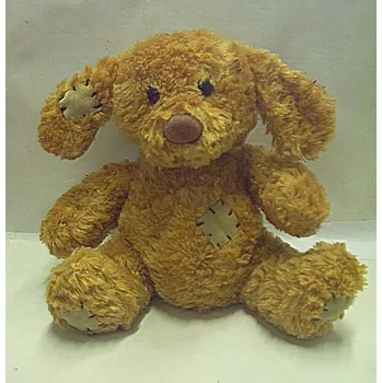 plyšák Pejsek záplata hnědý plyšový sedící 17 cm