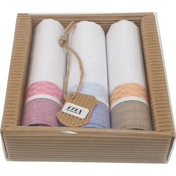 Látkový kapesník Dámské kapesníky L47A v eko krabičces průhledným víkem, sada 3ks