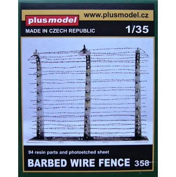 Plastikový model Plusmodel 1/35 Barbed Wire Fence (94 resin parts, PE set)