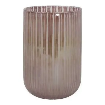 Váza Skleněná proužkovaná růžová váza Tollegno L - Ø 20*30 cm