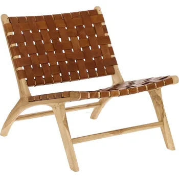 Křeslo Hnědé kožené křeslo Kave Home Calixta