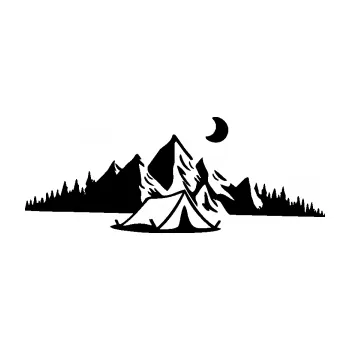 Samolepící dekorace SAMOLEPKA Krajina hory 023 pravá kempování (01 - černá) NA AUTO, NÁLEPKA, FÓLIE, POLEP, TUNING, VLASTNÍ TEXT, TISK, AUTOSAMOLEPKY.cz, POLEPY, OBRÁZEK, LOGO, SAMOLEPKY