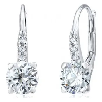 Náušnice Silvego Stříbrné náušnice s čirým Swarovski zirkonem 7 mm - LPS1274S