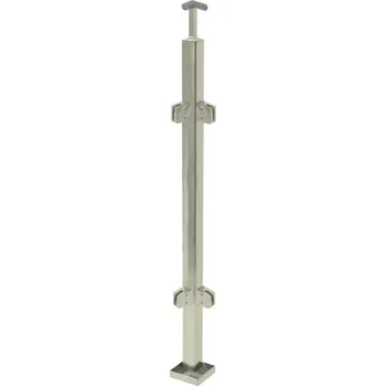 Zábradlí Sloupek 40 x 40 mm, pro madlo pr. O42,4 mm, 4 úchyty pro sklo Těsnění pro sklo: 6mm